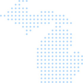 light blue dotted icon in the shape of michigan