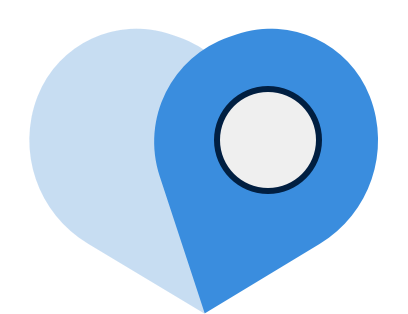 map marker shadowed in heart shape